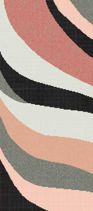 Mosaic tile Bisazza Wears Emilio Pucci by Bisazza, Glass, 129.1x290.5 cm, Surface Finish glossy, Effect fabric, Color multicolor, Style designer